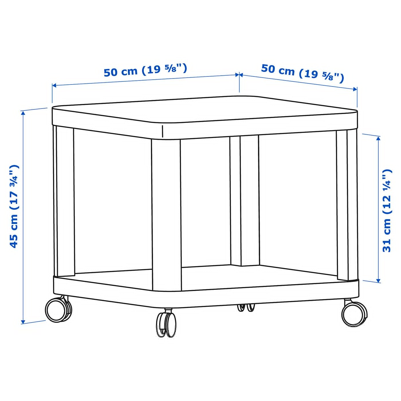 BÀN PHỤ CÓ BÁNH XE TINGBY IKEA - TRẮNG 50x50 cm