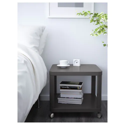 BÀN PHỤ CÓ BÁNH XE TINGBY IKEA - XÁM 50x50 cm