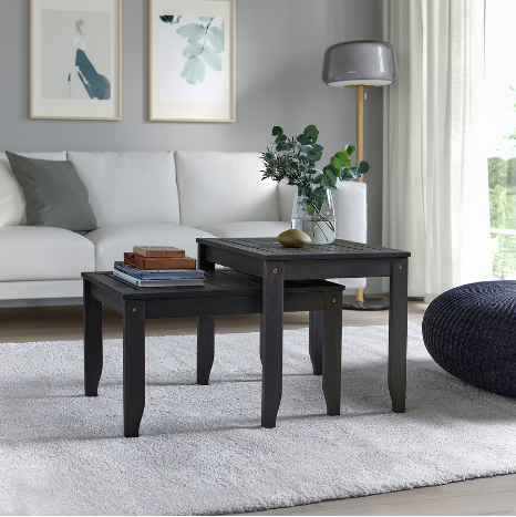 BỘ 2 BÀN NGOÀI TRỜI ÖRSKÄR IKEA - XÁM ĐẬM