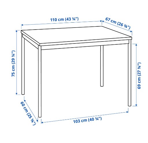 BỘ BÀN 4 GHẾ SANDSBERG / NISSE IKEA - ĐEN / TRẮNG CROM 110x67 cm