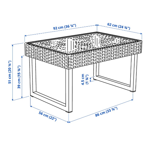 BÀN CÀ PHÊ NGOÀI TRỜI SOLLERÖN IKEA - NÂU 92x62cm