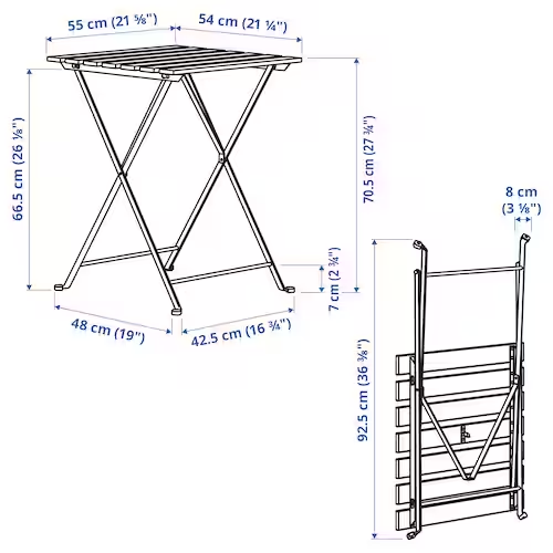 NỘI THẤT THÔNG MINH BÀN GẤP NGOÀI TRỜI TÄRNÖ IKEA - NÂU / ĐEN 55x54 cm