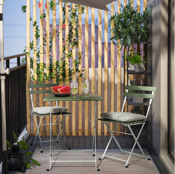 NỘI THẤT THÔNG MINH BÀN GẤP NGOÀI TRỜI TÄRNÖ IKEA - TRẮNG XANH 55x54cm