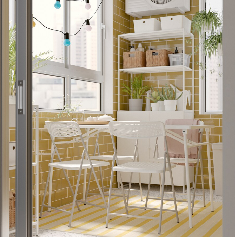 NỘI THẤT THÔNG MINH BÀN GẬP NGOÀI TRỜI TORPARÖ IKEA - TRẮNG 130x74 cm