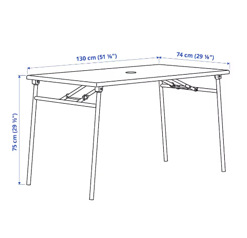 NỘI THẤT THÔNG MINH BÀN GẬP NGOÀI TRỜI TORPARÖ IKEA - TRẮNG 130x74 cm