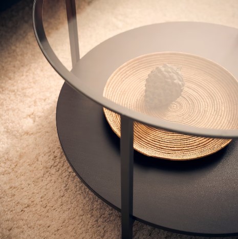 BÀN TRÀ KÍNH TRÒN VITTSJÖ IKEA - NÂU ĐEN/KÍNH 75 cm