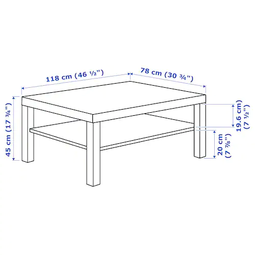 BÀN TRÀ COFFE LACK IKEA - TRẮNG 118x78 cm
