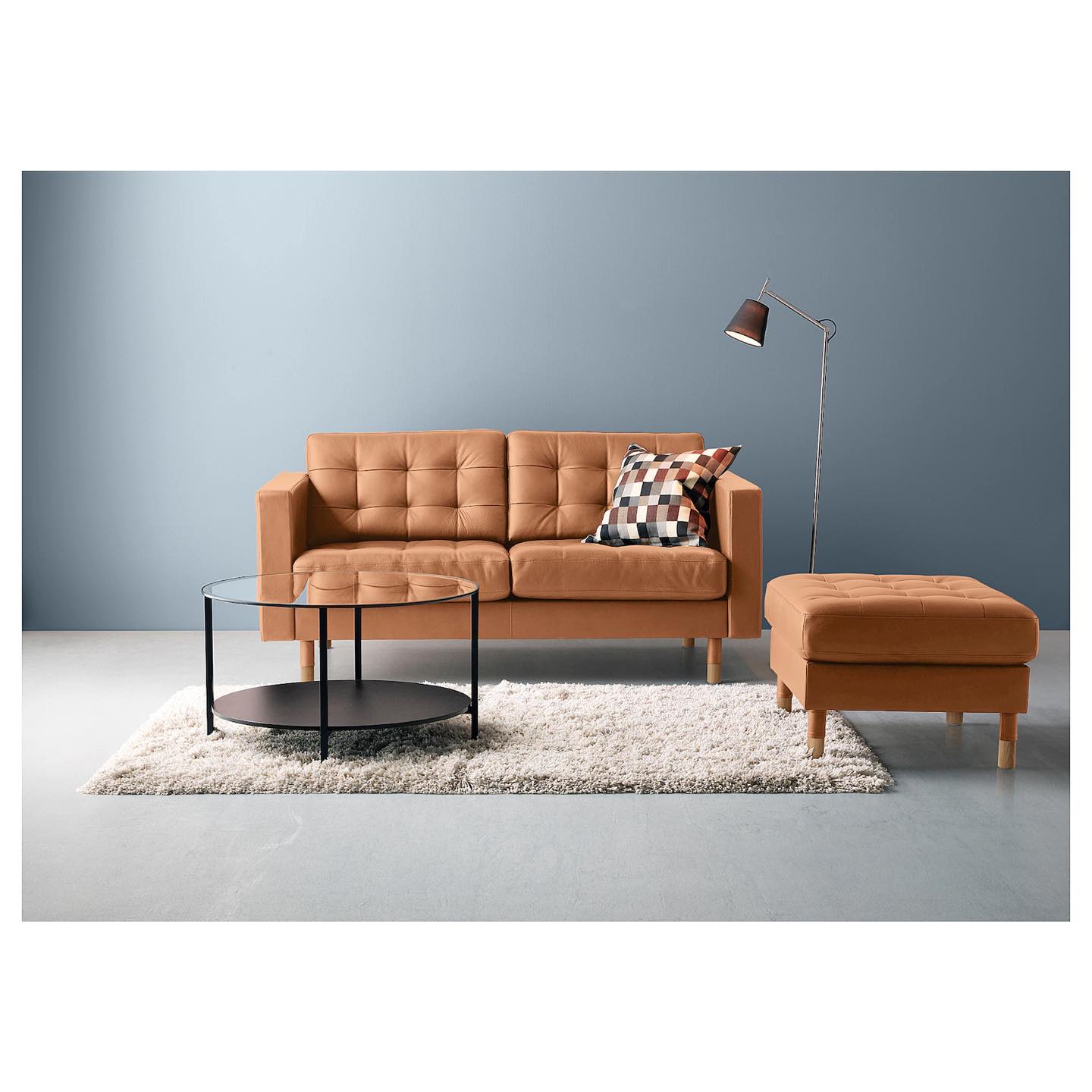 BÀN TRÀ KÍNH TRÒN VITTSJÖ IKEA - NÂU ĐEN/KÍNH 75 cm