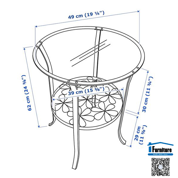 BÀN TRÀ/COFFEE KLINGSBO IKEA - ĐEN 49x62 cm