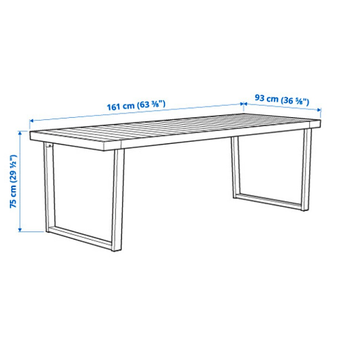 BÀN NGOÀI TRỜI VÄRMANSÖ IKEA - XÁM ĐEN 161x93cm