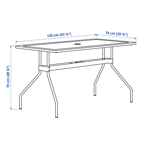 BÀN NGOÀI TRỜI VIHOLMEN IKEA - XÁM ĐEN 135x74cm