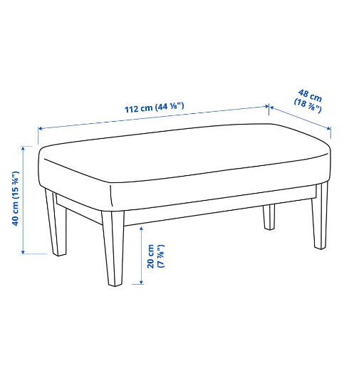 BĂNG GHẾ DÀI EKENÄSET IKEA - ĐEN 112 cm