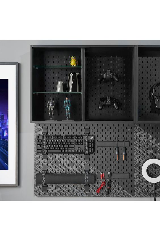 BỘ BẢNG TREO VÀ PHỤ KIỆN UPPSPEL IKEA - ĐEN 76x56 cm