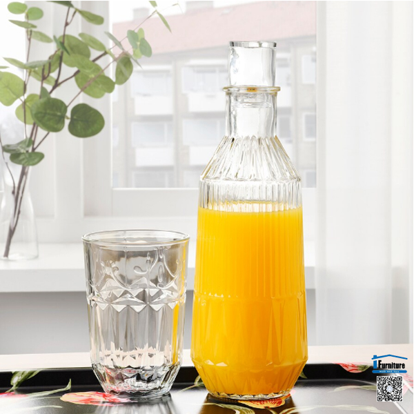 CHAI THỦY TINH CÓ NẮP SÄLLSKAPLIG IKE.A - 0.9L