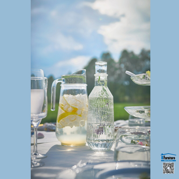 CHAI THỦY TINH CÓ NẮP SÄLLSKAPLIG IKE.A - 0.9L