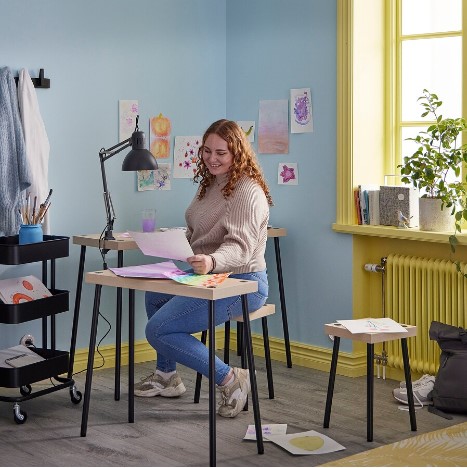 BỘ 2 BÀN LỒNG VÀ 2 GHẾ FRIDNÄS IKEA - BẠCH DƯƠNG/ĐEN