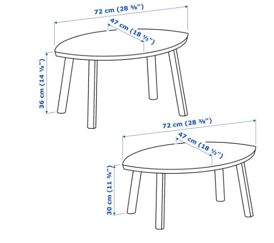 BỘ 2 BÀN STOCKHOLM IKEA - VENER ÓC CHÓ