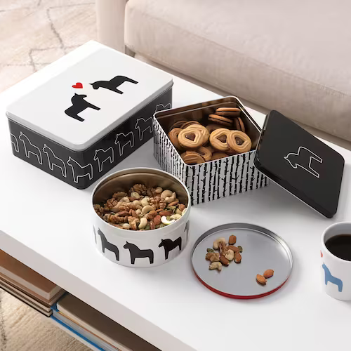 BỘ 3 HỘP CÓ NẮP HÄSTHAGE IKEA- NHIỀU MÀU