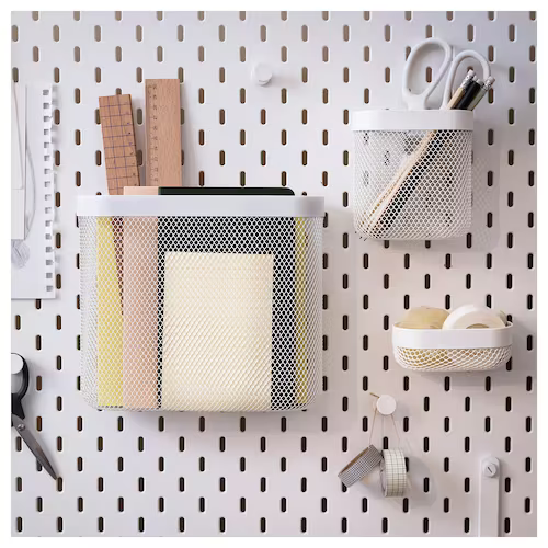 BỘ 3 GIỎ LƯỚI LƯU TRỮ CÀI BẢNG SKÅDIS IKEA - TRẮNG