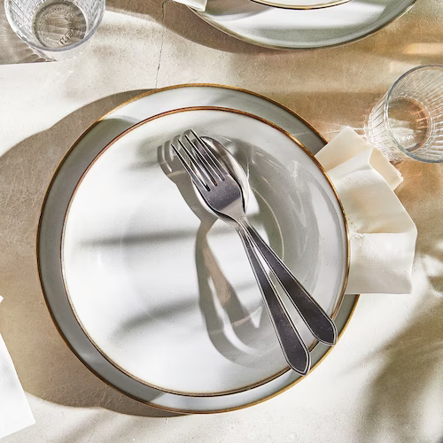 BỘ 4 ĐĨA NÔNG LÒNG GLADELIG IKEA - XÁM TRẮNG 25 cm