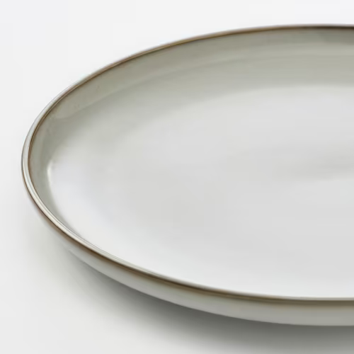 BỘ 4 ĐĨA NÔNG LÒNG GLADELIG IKEA - XÁM TRẮNG 25 cm