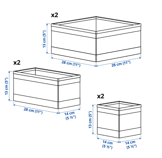 BỘ 6 HỘP VẢI SKUBB IKEA - TÍM