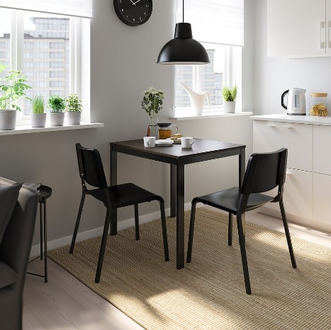 SET BÀN GHẾ PHÒNG ĂN VANGSTA / TEODORES IKEA - NÂU SẪM / ĐEN 80/120 cm