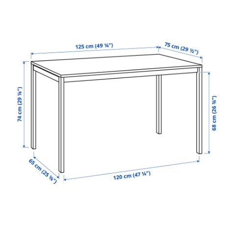 BỘ BÀN 4 GHẾ MELLTORP / ADDE IKEA - TRẮNG / ĐEN 125x75 cm