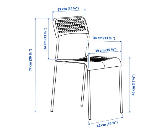 BỘ BÀN 4 GHẾ MELLTORP / ADDE IKEA - TRẮNG / ĐEN 125x75 cm