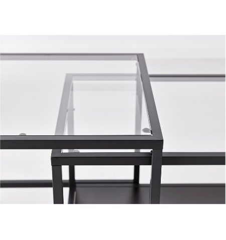 NỘI THẤT THÔNG MINH BỘ BÀN TRÀ / BÀN GÓC VITTSJÖ IKEA - NÂU ĐEN/KÍNH 90x50 cm