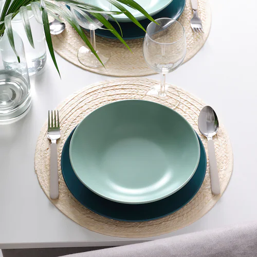 BỘ 4 ĐĨA SỨ FÄRGKLAR IKEA - XANH NGỌC LAM 23 cm