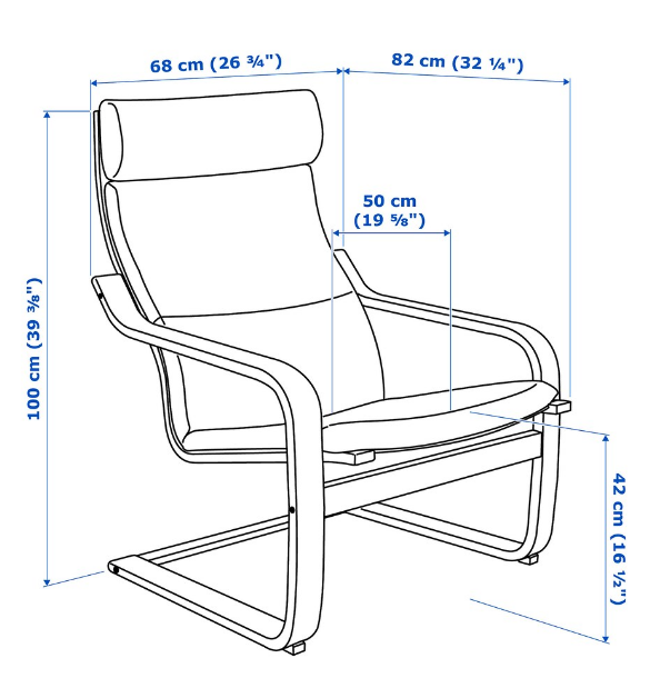 BỘ GHẾ BÀNH THƯ GIÃN VÀ ĐÔN POÄNG IKEA - VENEER BẠCH DƯƠNG / VÀNG