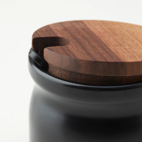 BỘ 3 LỌ GIA VỊ CÓ KHAY HULDHET IKEA - ĐEN