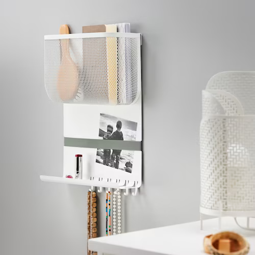 GIÁ LƯU TRỮ TREO TƯỜNG CÓ MÓC DRÖNJÖNS IKEA - TRẮNG 30x10x43 cm