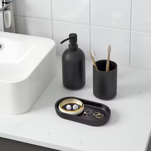 BỘ 3 PHỤ KIỆN PHÒNG TẮM GANSJÖN IKEA - XÁM ĐEN