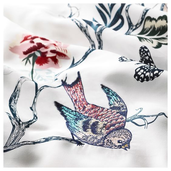 BỘ VỎ CHĂN GỐI JÄTTELILJA IKEA - TRẮNG /HOA VĂN 200x230 / 50x80 cm