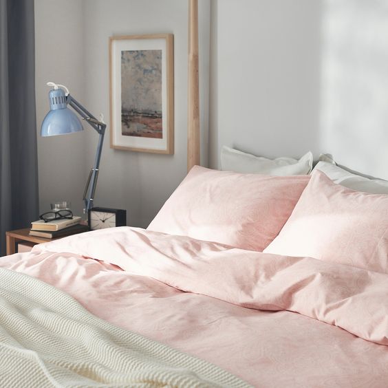 BỘ VỎ CHĂN GỐI JÄTTEVALLMO IKEA - HỒNG NHẠT  200x230 / 50x80 cm