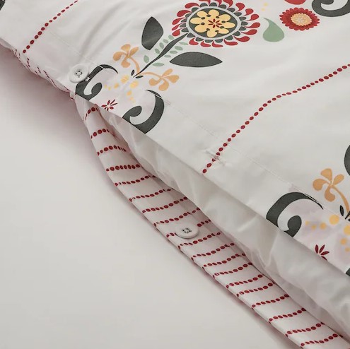 BỘ VỎ CHĂN GỐI ÅKERKULLA IKEA - TRẮNG HỌA TIẾT 200x230 / 50x80 cm
