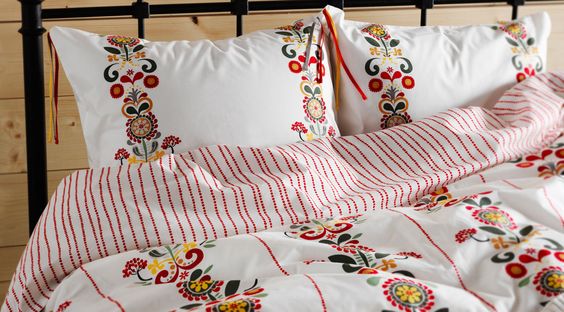 BỘ VỎ CHĂN GỐI ÅKERKULLA IKEA - TRẮNG HỌA TIẾT 200x230 / 50x80 cm