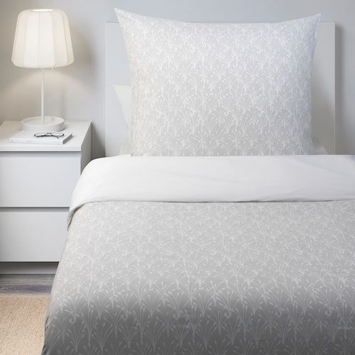 BỘ VỎ CHĂN GỐI SALTÖRT IKEA - TRẮNG XÁM 150x200 / 50x80 cm