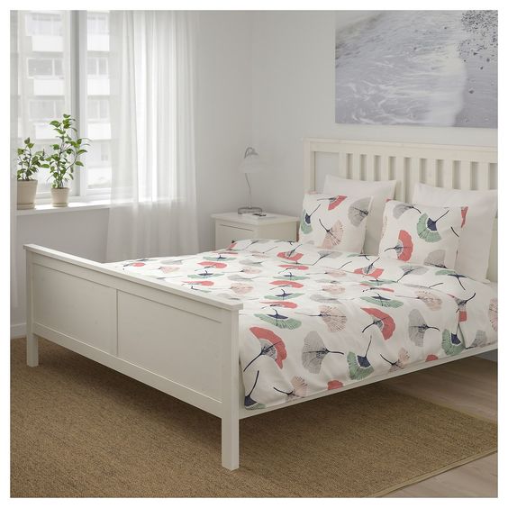 BỘ VỎ CHĂN GỐI TOVSIPPA IKEA - TRẮNG / HOA VĂN 200x230/50x80 cm
