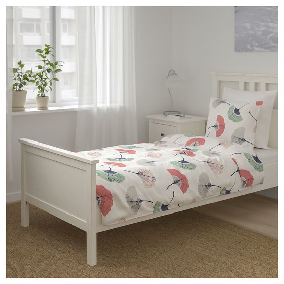 BỘ VỎ CHĂN GỐI TOVSIPPA IKEA - TRẮNG / HOA VĂN 150x200 / 50x80 cm