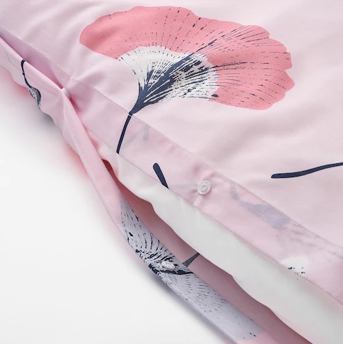 BỘ VỎ CHĂN GỐI TOVSIPPA IKEA - HỒNG / HOA VĂN 150x200 / 50x80 cm