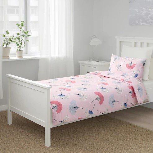 BỘ VỎ CHĂN GỐI TOVSIPPA IKEA - HỒNG / HOA VĂN 150x200 / 50x80 cm