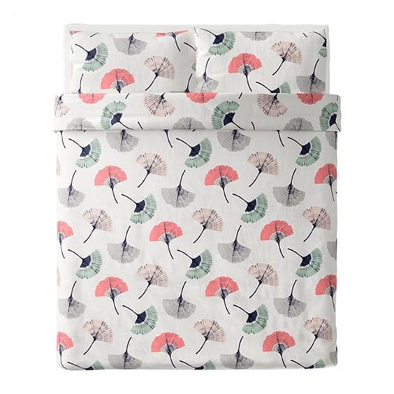 BỘ VỎ CHĂN GỐI TOVSIPPA IKEA - TRẮNG / HOA VĂN 200x230/50x80 cm