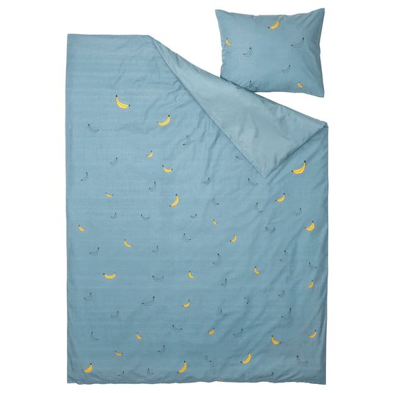 BỘ VỎ CHĂN GỐI VÄNKRETS IKEA - XANH LAM /HÌNH CHUỐI 150x200 / 50x80 cm
