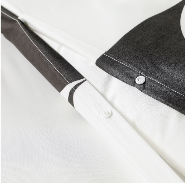 BỘ VỎ GỐI VÀ KHĂN TRẢI GIƯỜNG BRUKSVARA IKEA - HỌA TẾT ĐEN TRẮNG 150x200cm