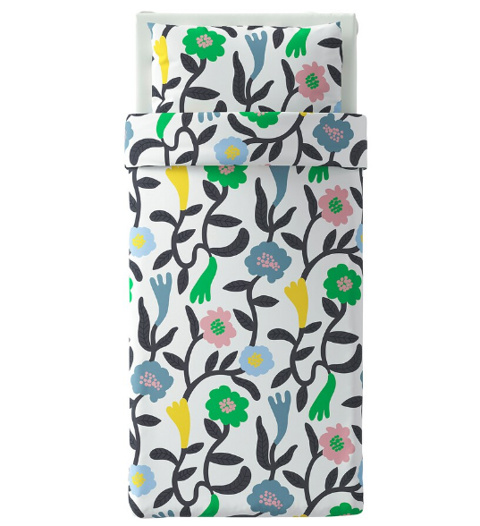 BỘ VỎ GỐI VÀ KHĂN TRẢI GIƯỜNG BRUKSVARA IKEA - HOA NHỀU MÀU 150x200cm