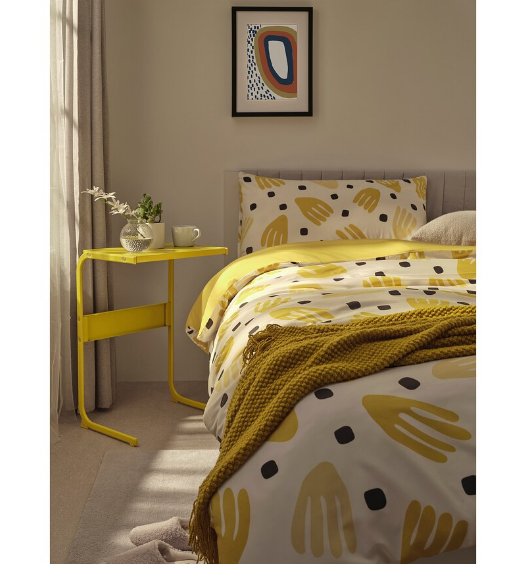 BỘ 2 VỎ GỐI VÀ KHĂN TRẢI GIƯỜNG BRUKSVARA IKEA - HỌA TẾT VÀNG TRẮNG 200x230 cm