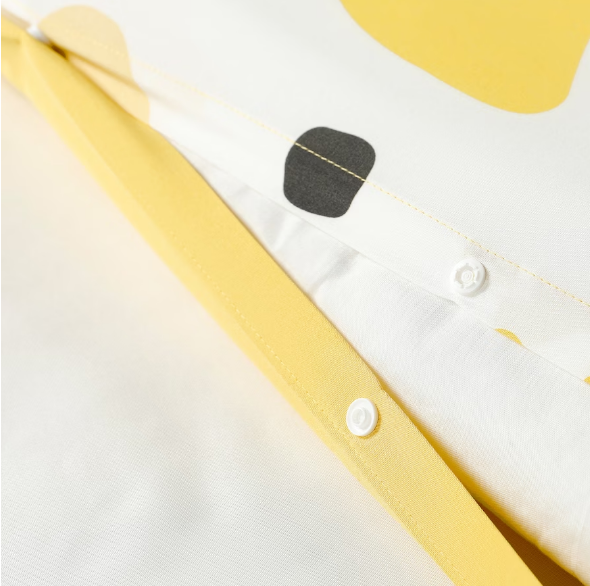 BỘ VỎ GỐI VÀ KHĂN TRẢI GIƯỜNG BRUKSVARA IKEA - HỌA TẾT VÀNG TRẮNG 150x200cm